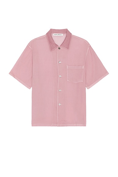 Our Legacy Box Shirt Shortsleeve in Dusty Lilac Coated Voile