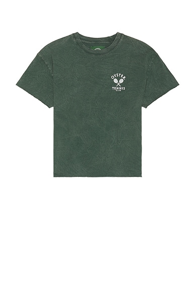 Oyster Court Undone Edge T-Shirt in Forest Green