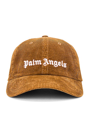 Palm Angels Corduroy Logo Cap in Beige 