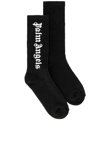 Palm Angels Vertical Logo Socks in Black