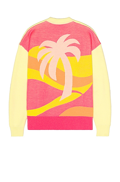 Palm Angels Intarsia Palm Sweater in Yellow
