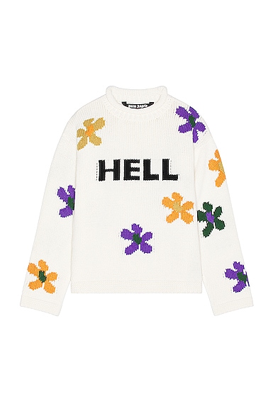 Palm Angels Hell's Flowers Sweater in White