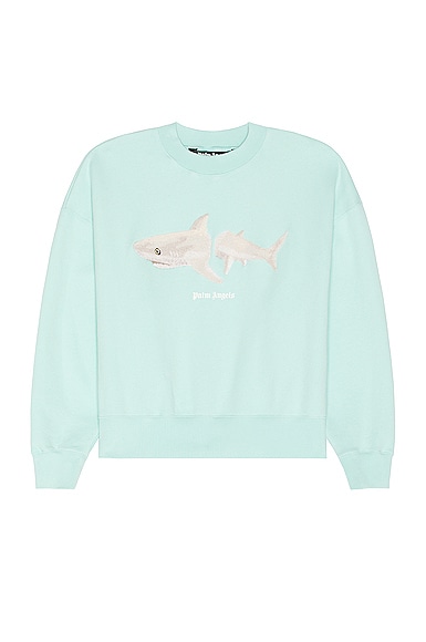 Palm Angels White Shark Sweater in Baby Blue