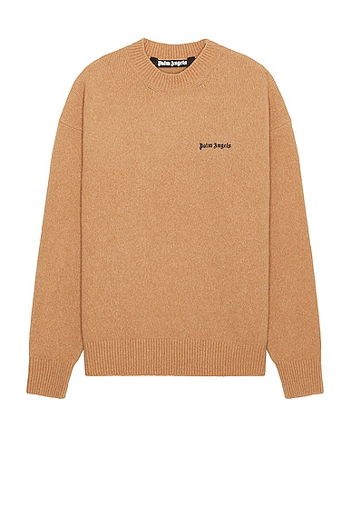 Palm Angels Basic Logo Sweater in Camel