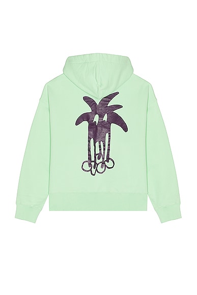 Palm Angels Douby Classic Hoodie in Light Green & Purple