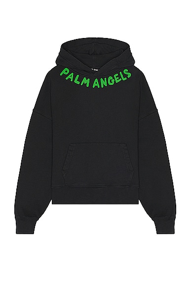 Shop Palm Angels Seasonal Logo Hoodie In Black & Green