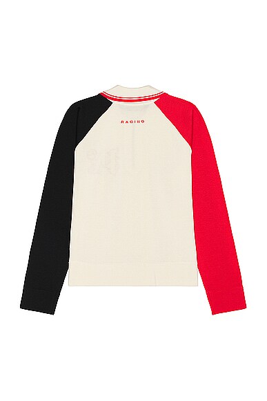 Shop Palm Angels X Formula 1 Racing Knit Polo Zip Sweater In White  Red  & Black