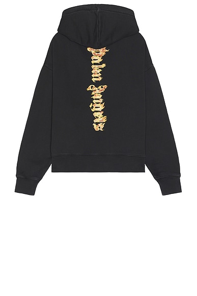 Palm Angels Burning Palm Hoodie in Black | FWRD