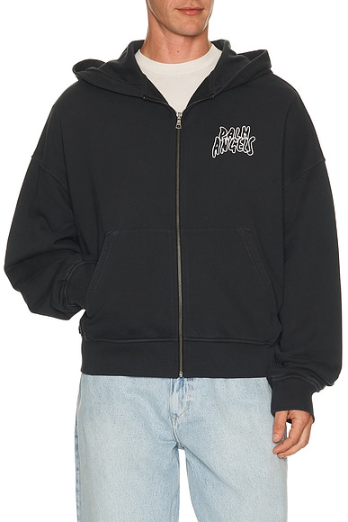 Palm Leaf Zipped Loose Hoodie