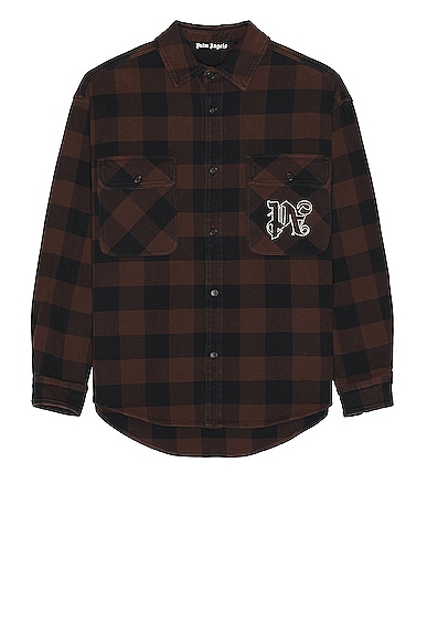 Palm Angels Check Overshirt in Brown
