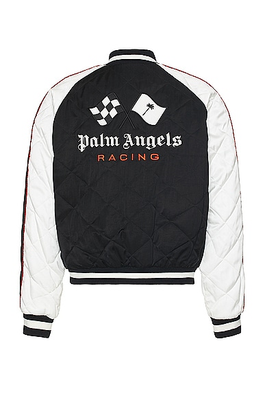 Palm Angels X Formula 1 Racing Souvenir Jacket in Black, White, & Red