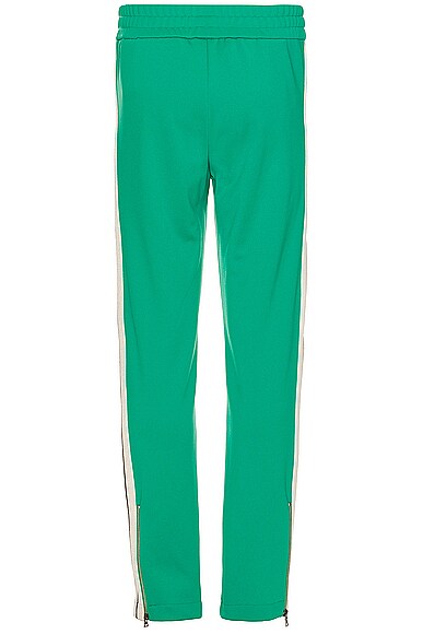 Shop Palm Angels Classic Logo Track Pants In Green & Off White