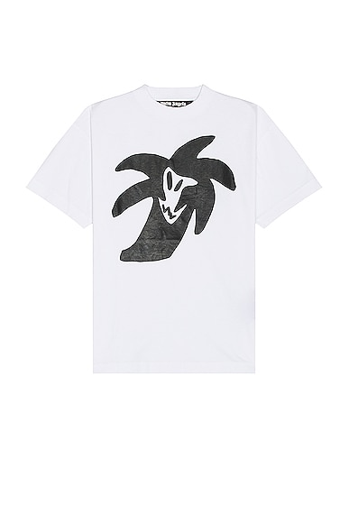 Palm Angels Palmity United Classic Tee in White & Black