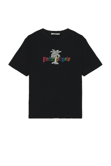 Palm Angels Collar Tee in Black & White
