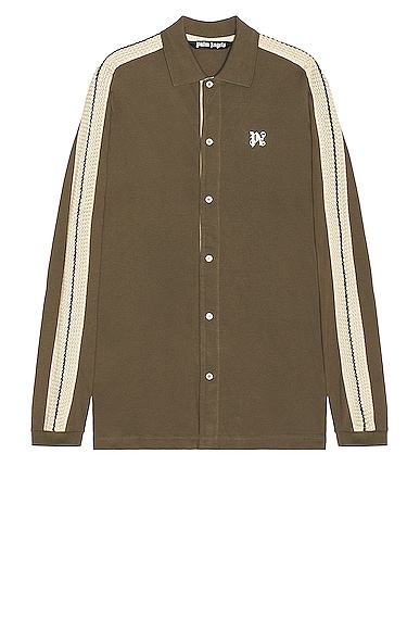 Palm Angels Monogram Track Shirt In Brown