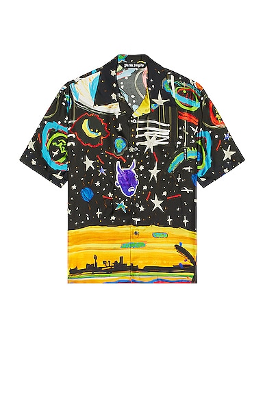 Palm Angels Starry Night Bowling Shirt in Black & Multi