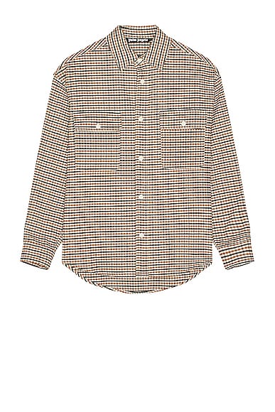 Palm Angels Micro Check Overshirt in Brown Black