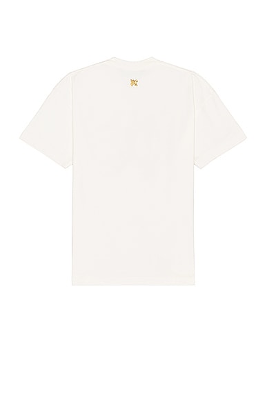 Shop Palm Angels Burning Monogram Tee In Off White & Gold