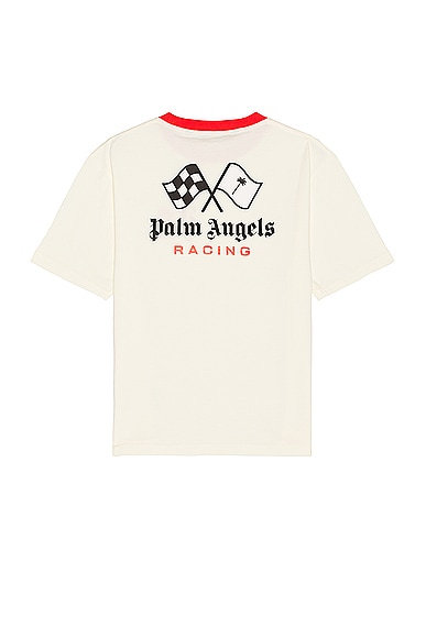 Palm Angels X Formula 1 Racing Monogram Tee in White, Black, & Red
