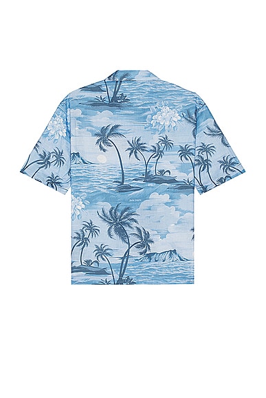 Shop Palm Angels Sunset Bowling Shirt In Indigo Blue