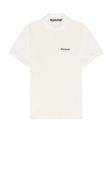 Palm Angels Classic Logo Embroidered Polo in Off White