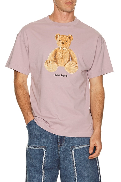 Palm Angels Bear Regular Tee in Lilac & Brown