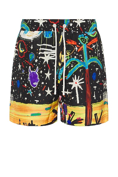 Shop Palm Angels Starry Night Swimshorts In Black & Multi