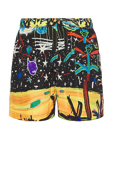 Shop Palm Angels Starry Night Swimshorts In Black & Multi