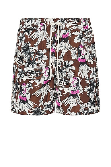 Palm Angels Hula Swimshorts in Beige & Butter