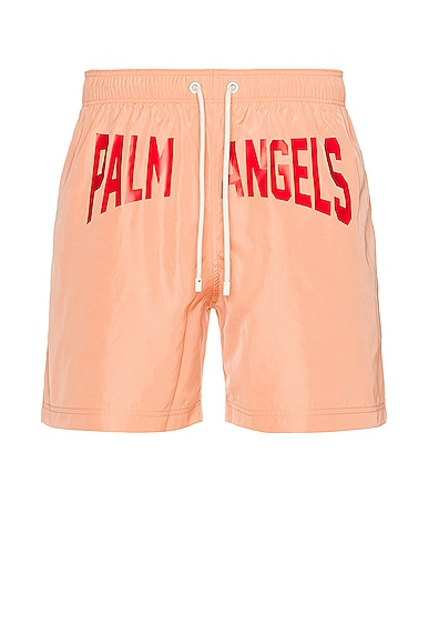 Palm Angels Pa City Swim Short in Pink & Red