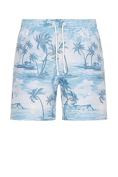 Shop Palm Angels Sunset Swimshort In Indigo Blue
