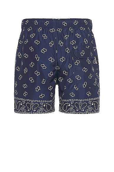 Shop Palm Angels Paisley Swimshort In Navy Blue