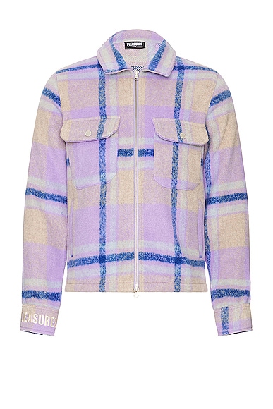 Pleasures Folklore Plaid Fleece Work Jacket In Purple
