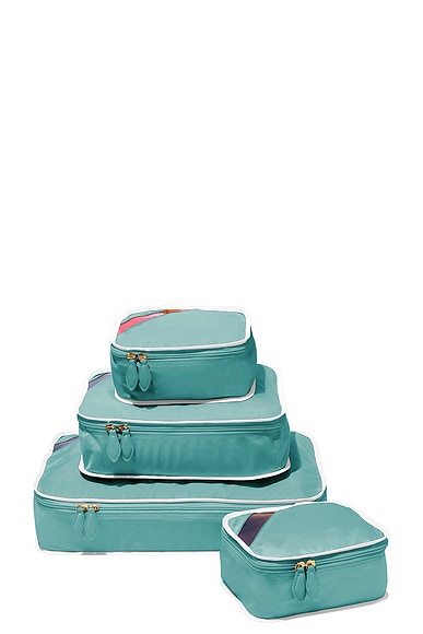 Shop Paravel Aviator100 Packing Cube Case Set In Glacial Blue