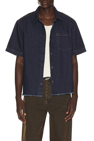 Percival Harley Denim Cropped Boxy Shirt in Dark Indigo