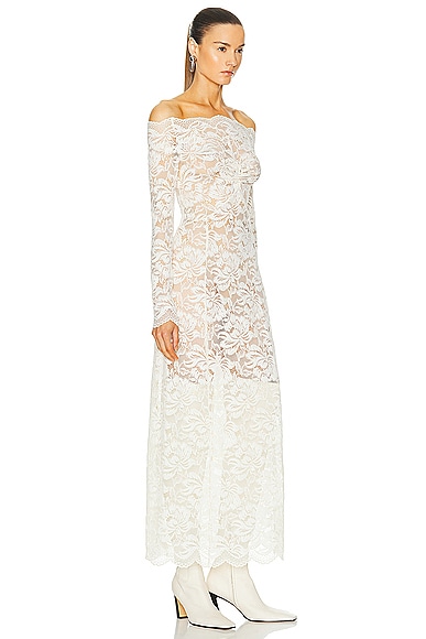 Shop Rabanne Stretch Lace Dress In Ivory