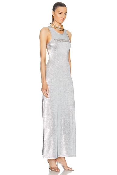 Shop Rabanne Stretch Lurex Jersey Dress In Silver