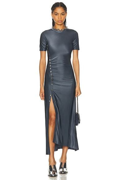 RABANNE Robe Long Dress in Ardoise