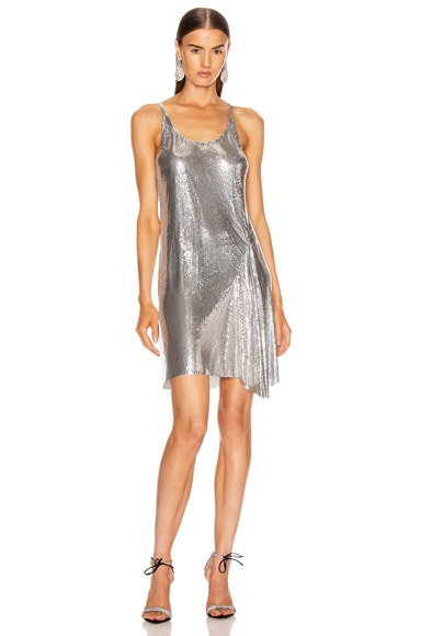 PACO RABANNE Mesh Tank Mini Dress in Silver | FWRD