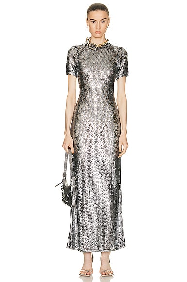 Rabanne Semi-sheer Metallic Maxi Dress In Black