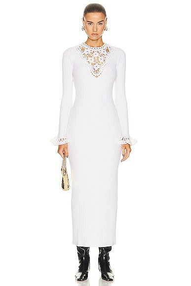 RABANNE Long Sleeve Dress in White