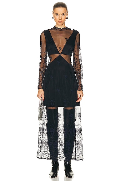 RABANNE Embroidery Maxi Dress in Midnight