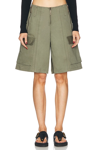 RABANNE Pantalon Harem Short in Vert Parka