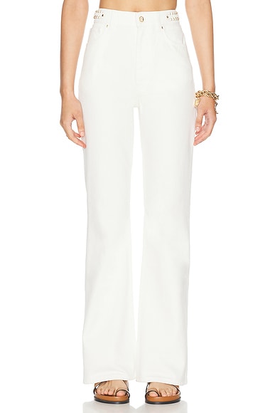 RABANNE Detail Flare Leg in Off White