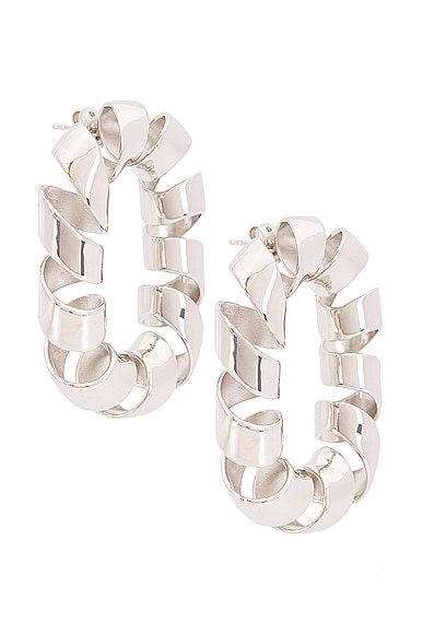 RABANNE XL Link Twist Earrings in Silver