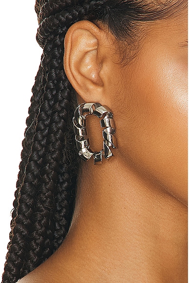 Shop Rabanne Xl Link Twist Earrings In Silver