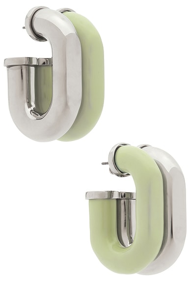 RABANNE Hoop Earrings in Green & Silver