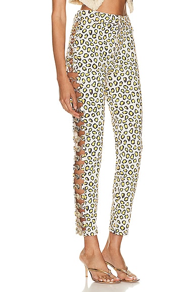 Shop Rabanne Skinny Pant In Leopard Natural