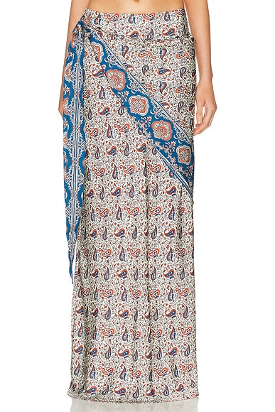 RABANNE Wrap Long Skirt in Bandana Paisley & Cream