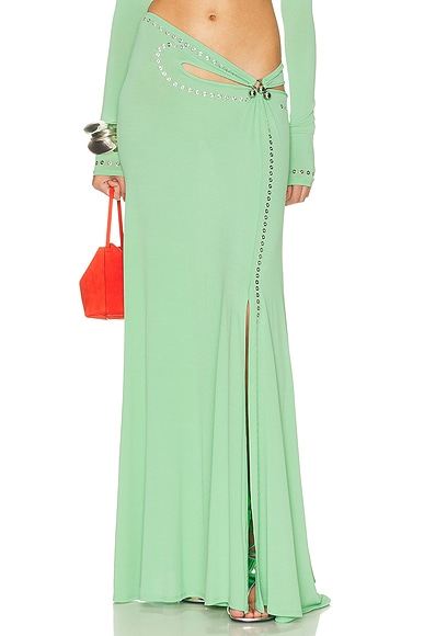 RABANNE Cut Out Long Skirt in Pistachio
